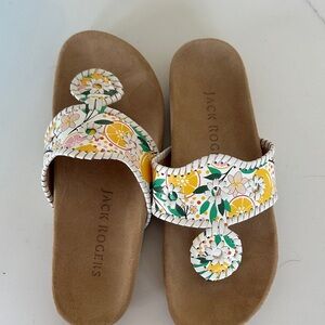 Jack Rogers White Floral Citrus Janey Slide Sandals